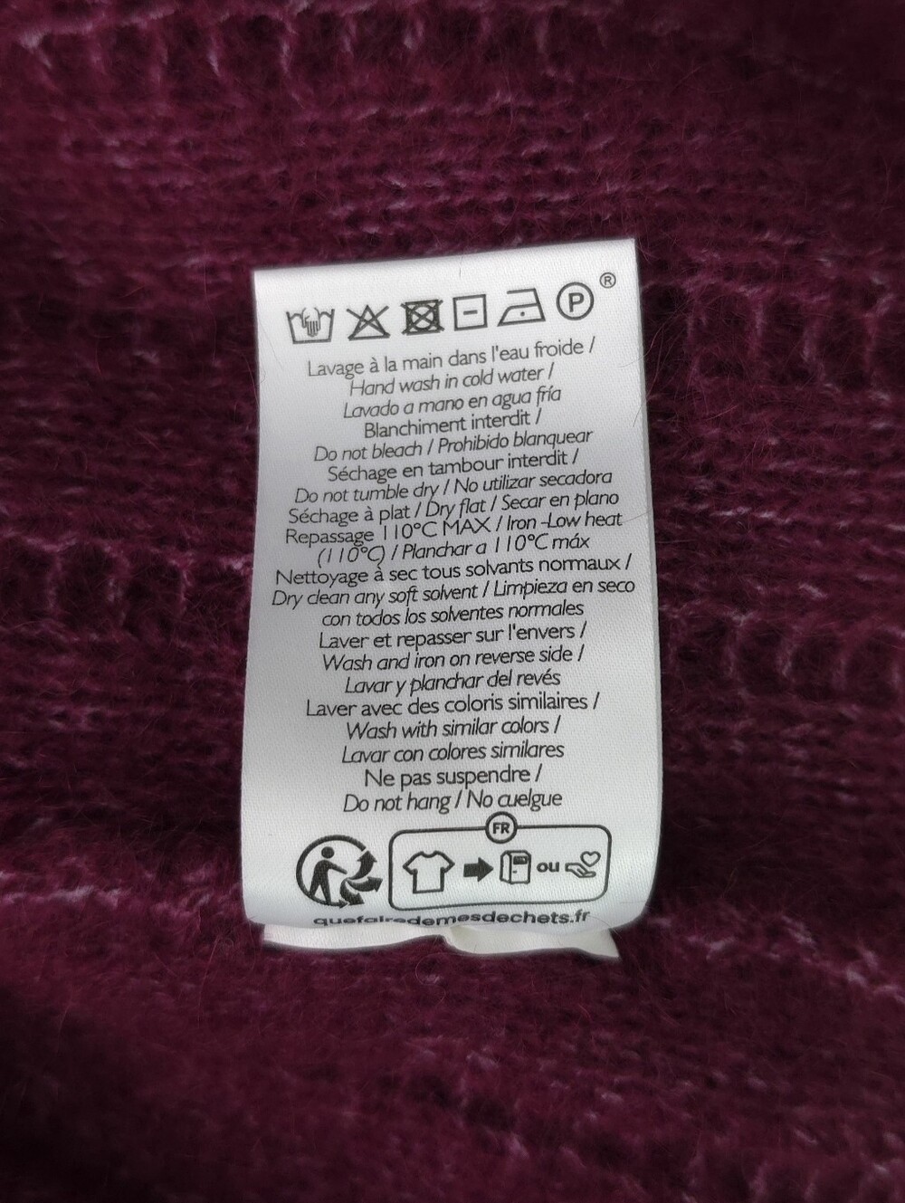Sezane Aretha Fancy Knit Balloon Sleeves Sweater - Raisen Burgundy Small - Picture 8 of 11